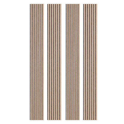 Lot de 4 Panneau tasseaux bois 250 x30 cm - Décor chêne Feutrine grise | DECOON