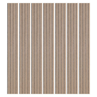 Lot de 7 Panneau tasseaux bois 250 x30 cm - Décor chêne Feutrine grise | DECOON
