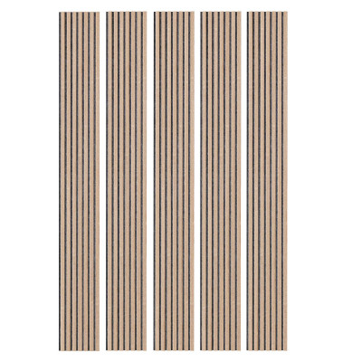 Lot de 5 Panneau tasseaux bois 250 x30 cm - Décor chêne Feutrine grise | DECOON
