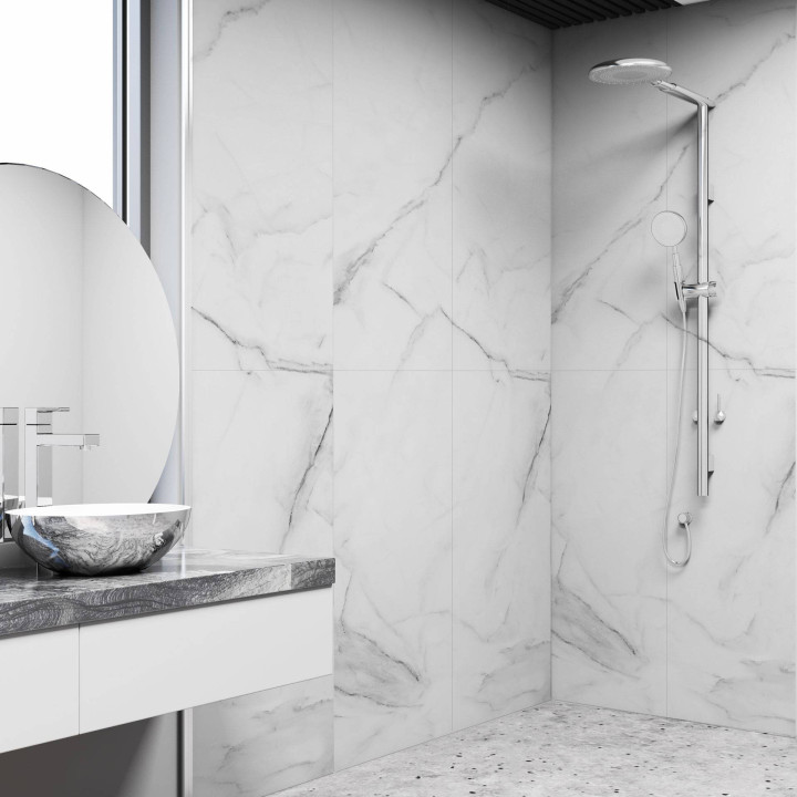 Panneaux Muraux pour Douche - Effet Marbre Blanc Brillant | DECOON