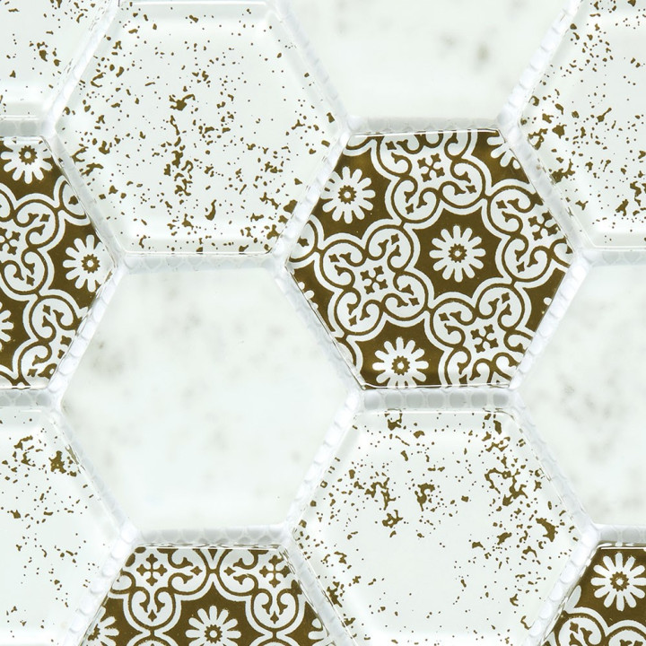 Plaque mosaique verre - hexagones - Decoon