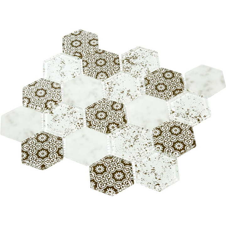 Plaque mosaique verre - hexagones - Decoon