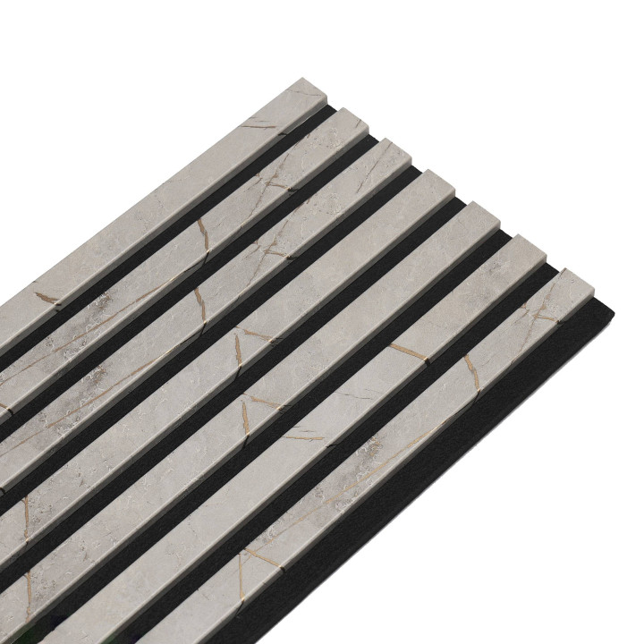 Lot Panneaux Muraux tasseaux bois 120 x 30 - Marbre gris| Decoon