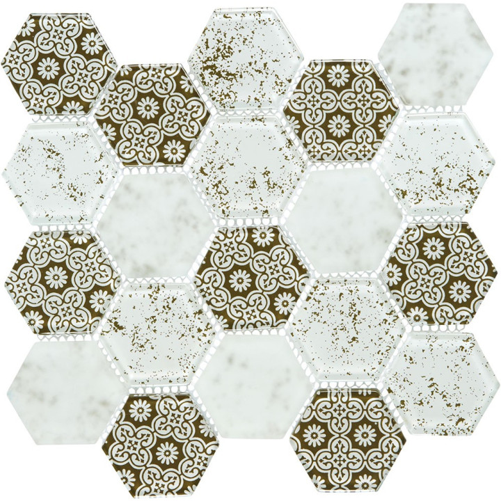Plaque mosaique verre - hexagones - Decoon