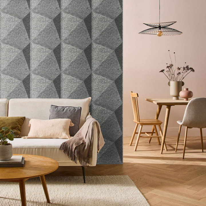 Panneau feutrine - Diamant gris - 40x40x4,5 cm - 0,16m²