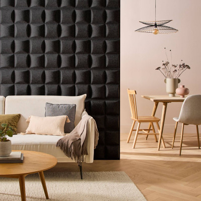 Panneau feutrine - Cube noir - 40x40x4,3 cm - 0,16m²