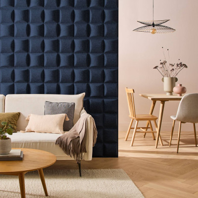 Panneau feutrine - Cube bleu nuit - 40x40x4,3 cm - 0,16m²