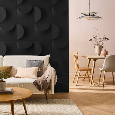 Panneau feutrine - Lune noir - 40x40x4,1 cm - 0,16m²