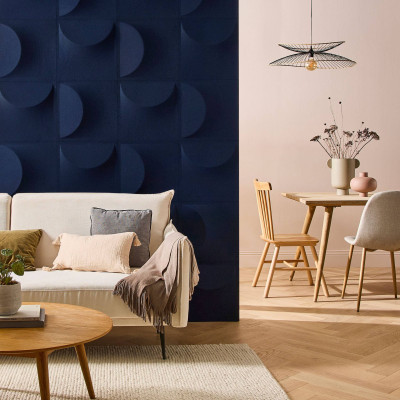 Panneau feutrine - Lune bleu nuit - 40x40x4,1 cm - 0,16m²
