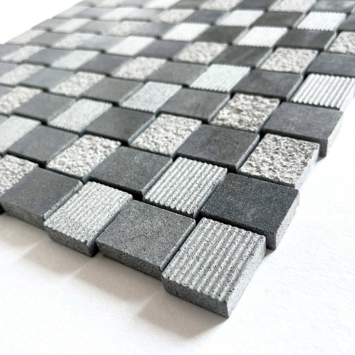 Plaque Mosaïque Pierre - Gris - 27.5 x 27.5 cm - Carrés - Decoon