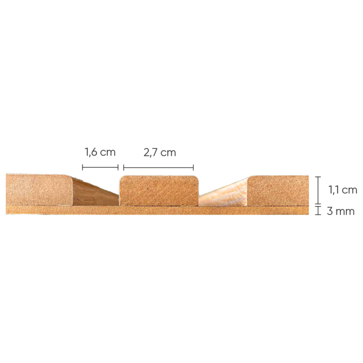 Panneau tasseaux bois 250 x 30 cm décor noir/fond rigide chêne|DECOON