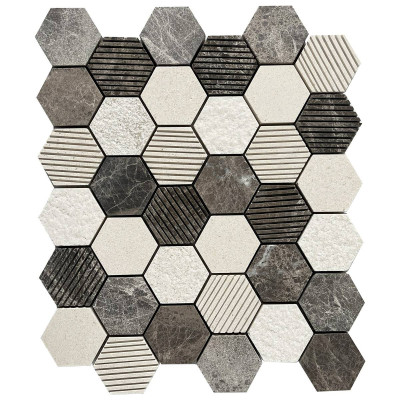 Plaque mosaique travertin - hexagones - Decoon