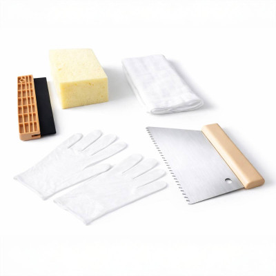 Kit clés en main pour la pose de mosaïque en sachet refermable.