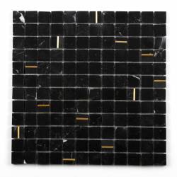 MAT INTER - Feuille 297x297x8mm - Tesselle 20x20mm noir / insert listel doré