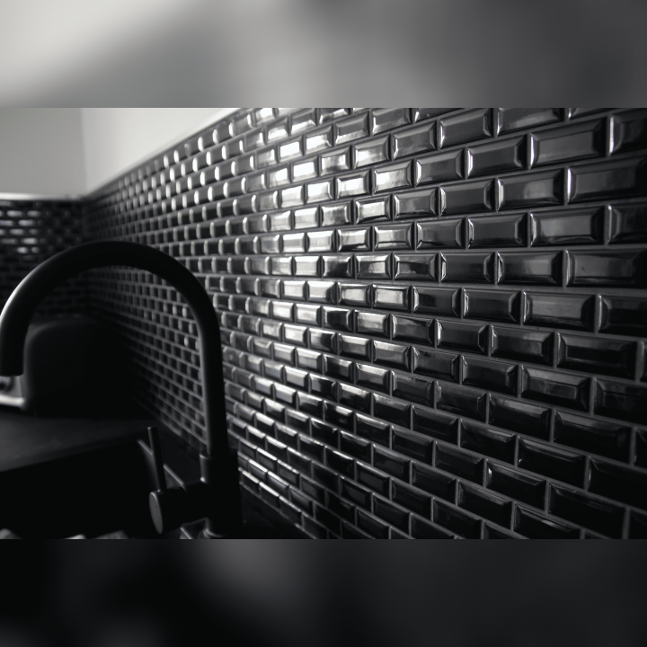 MAT INTER - Feuille 300x300x6mm - Tesselle 25x50 - Mosaïque "Metro" porcelaine noir