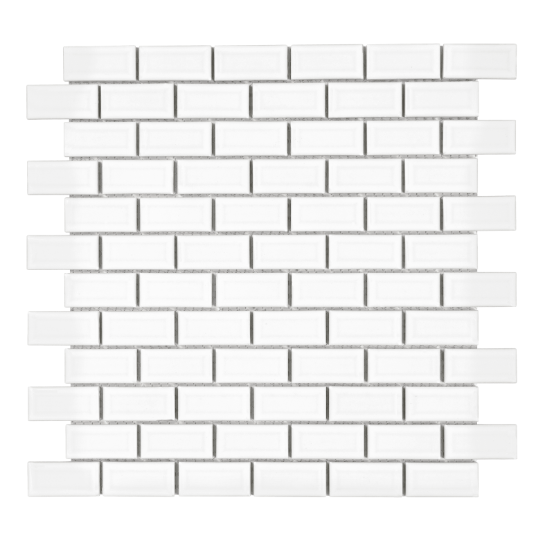 MAT INTER - Feuille 300x300x6mm - Tesselle 25x50 - Mosaïque "Metro" porcelaine blanc