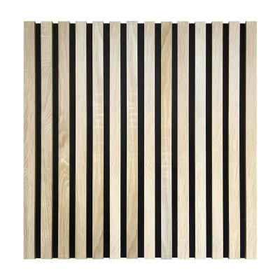 Panneau tasseaux bois 60 x 60 x 1,9 cm - décor chêne clair fond noir - 0,36m²