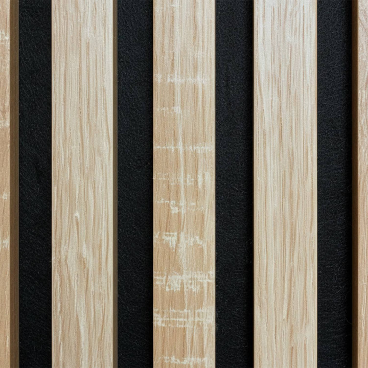 Panneau tasseaux bois 60 x 60 x 1,9 cm - décor chêne clair fond noir - 0,36m²
