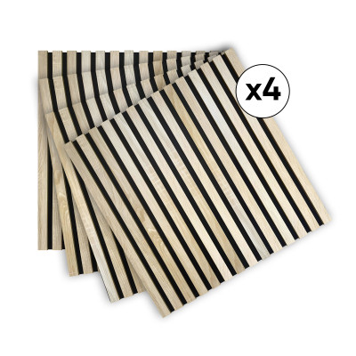 DECOON - Lot de 4 Panneaux tasseaux bois 60 x 60 x 1,9 cm