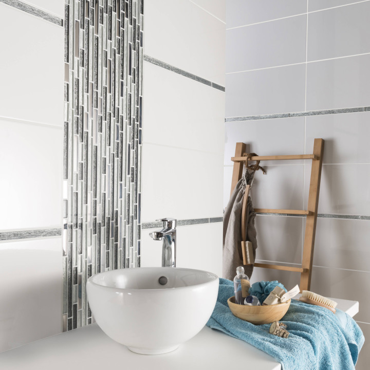 MAT INTER - Feuille 300x300x8mm - Multi formats verre miroir / mix gris tissu lisse
