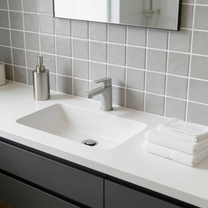 MAT INTER - Feuille 300x300 - Tesselle 50x50x6mm - Porcelaine anti d. gris clair