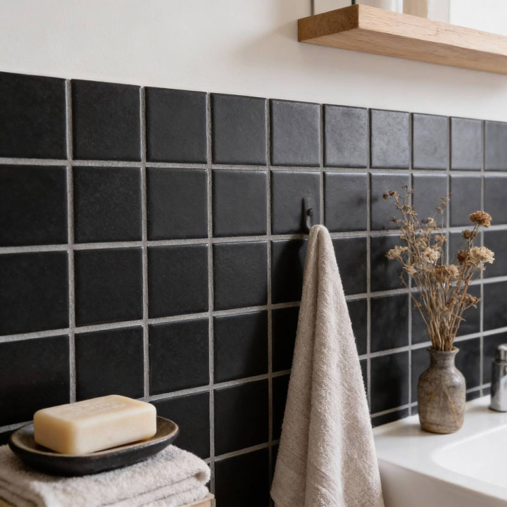 MAT INTER - Feuille 300x300 - Tesselle 50x50x6mm - Porcelaine anti d. anthracite