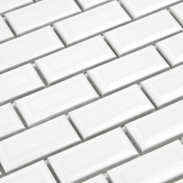 MAT INTER - Feuille 300x300x6mm - Tesselle 25x50 - Mosaïque "Metro" porcelaine blanc
