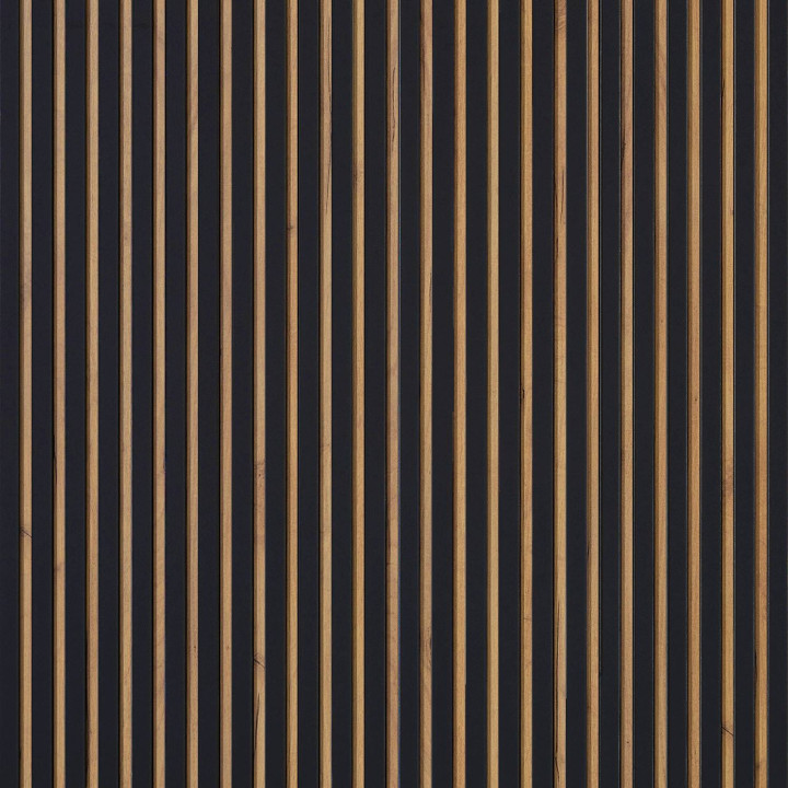 Panneau tasseaux bois 250 x 30 cm décor noir/fond rigide chêne|DECOON