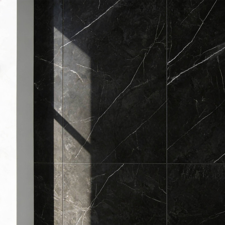 Panneaux Muraux pour Douche - Effet Marbre Noir Satiné | DECOON