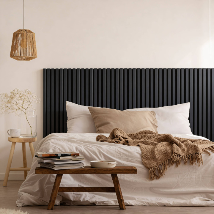 Lot Panneaux Muraux tasseaux bois 120 x 30 - Bleu nuit | Decoon
