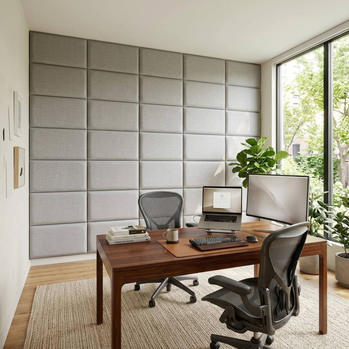 Mur capitonné - coussin mural gris 60 x 30 cm | Decoon