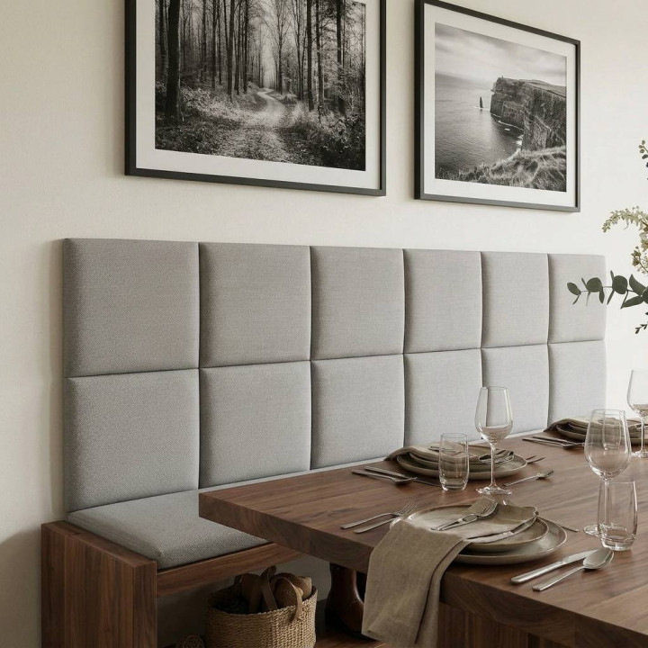 Mur capitonné - coussin mural gris 30 x 30 cm | Decoon