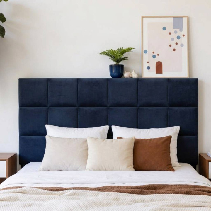 Mur capitonné - coussin mural bleu nuit 30 x 30 cm | Decoon