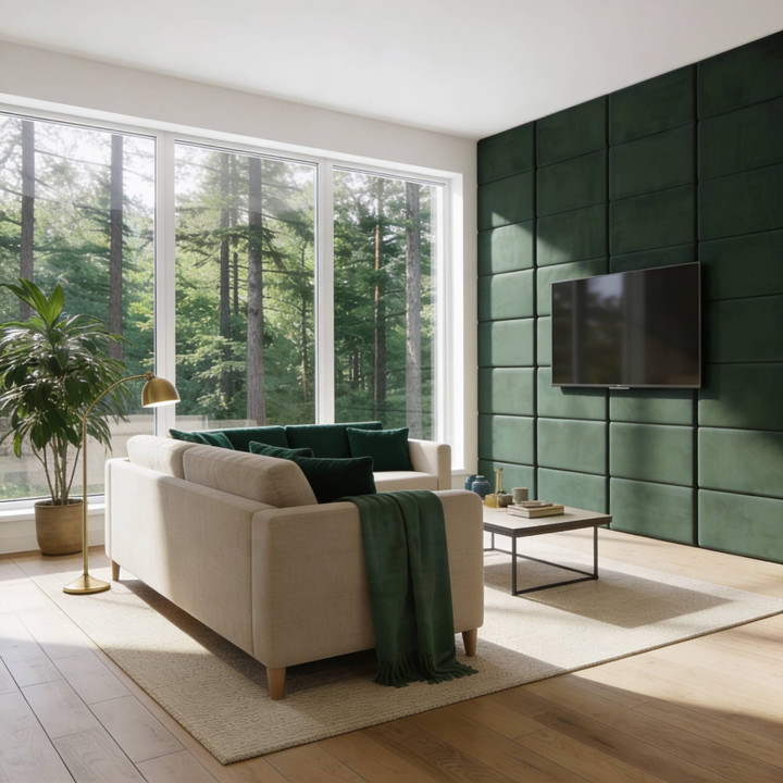 Mur capitonné - coussin mural vert sapin 60 x 30 cm | Decoon