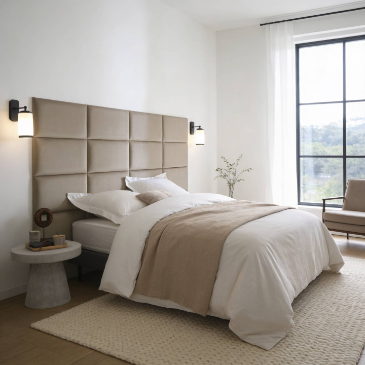 Mur capitonné - coussin mural beige 60 x 30 cm | Decoon