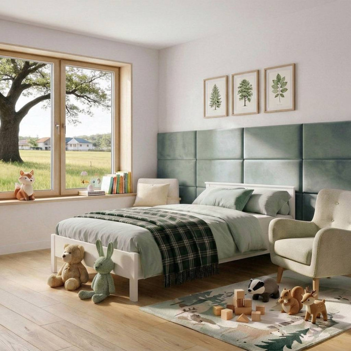 Mur capitonné - coussin mural vert émeraude 60 x 30 cm | Decoon