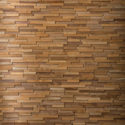 Parement mural en bois teck naturel - 5 pcs