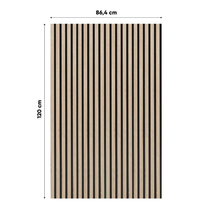 Panneaux tasseaux bois 120 x 21,6 cm décor chêne/fond rigide noir | DECOON
