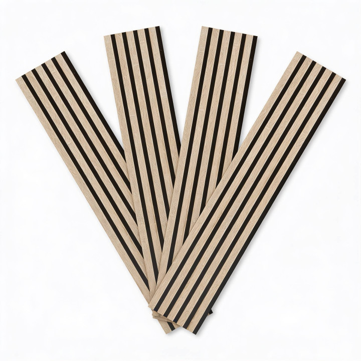 Panneaux tasseaux bois 120 x 21,6 cm décor chêne/fond rigide noir | DECOON