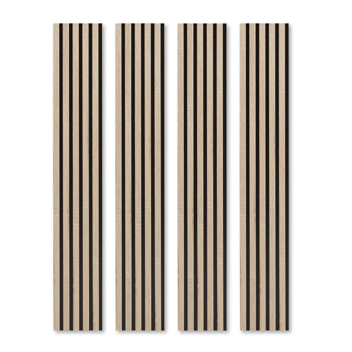Panneaux tasseaux bois 120 x 21,6 cm décor chêne/fond rigide noir | DECOON