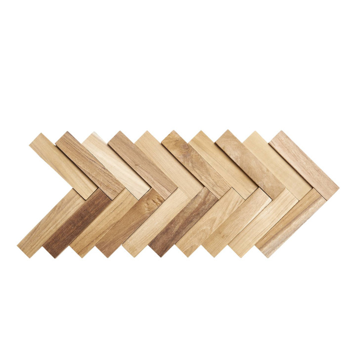 Parement bois teck recyclé – Plaquette puzzle 12 pièces | DECOON