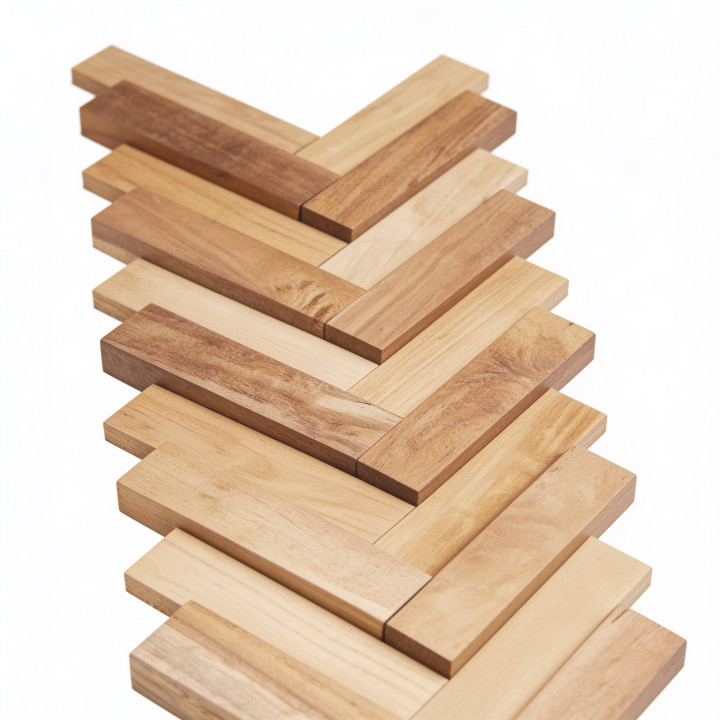 Parement bois teck recyclé – Plaquette puzzle 12 pièces | DECOON