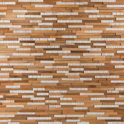 Parement bois Teck – Plaquette puzzle pour un mur unique | DECOON