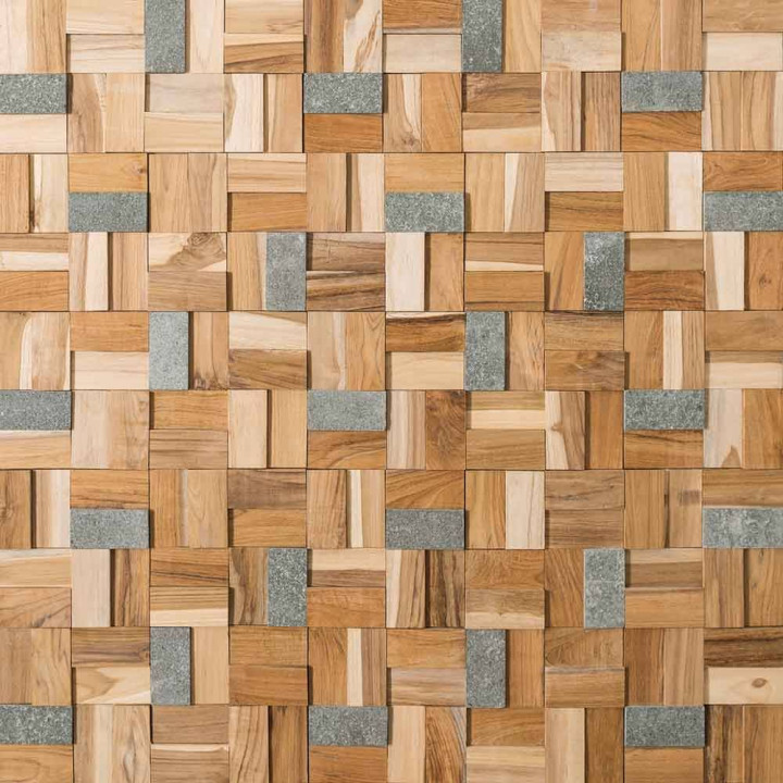 Parement mix Teck & Pierre naturelle – Plaquette puzzle | DECOON