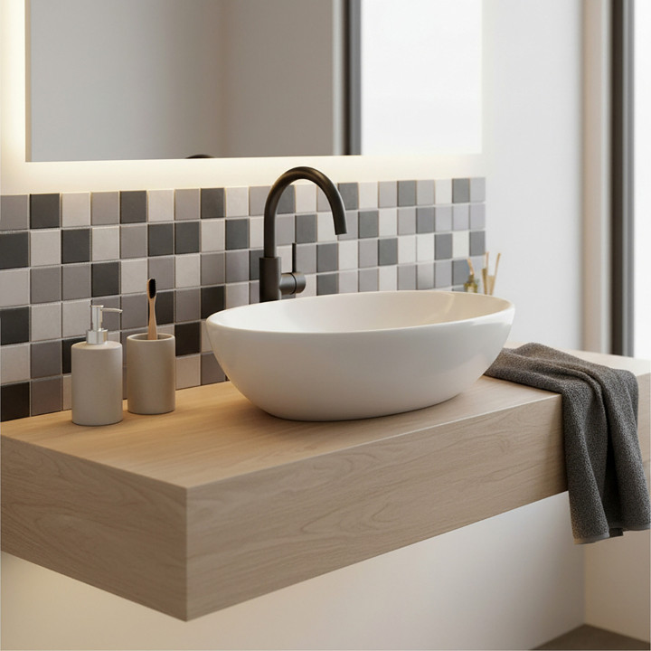 Lot de mosaïques Zircon porcelaine 30,6x30,6x0,6 cm - Mur & Sol - Decoon