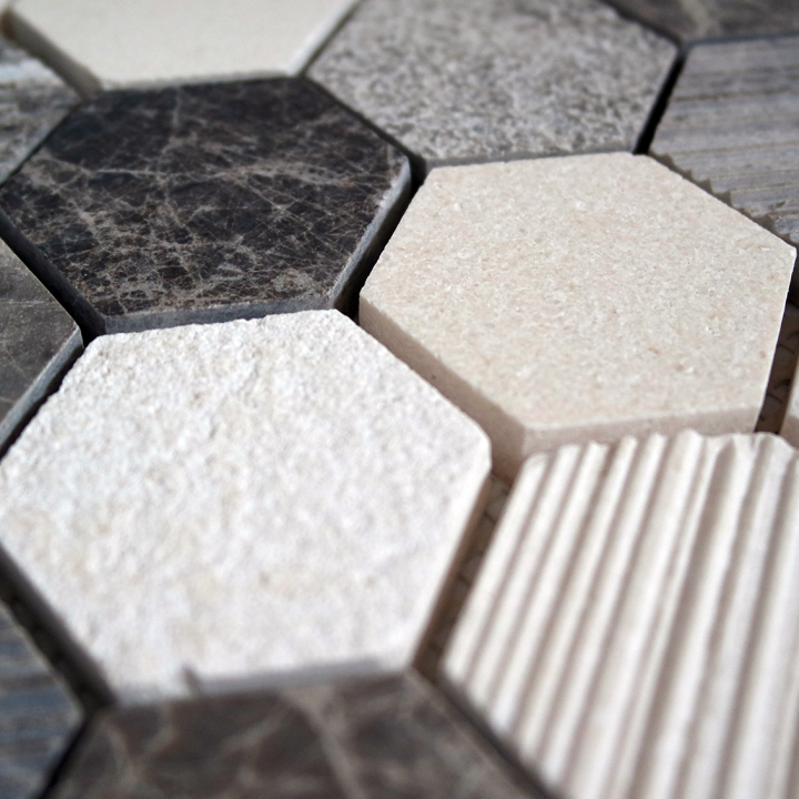 Plaque mosaique travertin - hexagones - Decoon