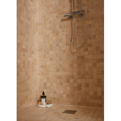 Plaque mosaique travertin - 4.8 x 4.8 cm - beige - Decoon
