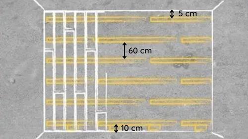 Calepinage de la structure bois accueillant les tasseaux décoratifs